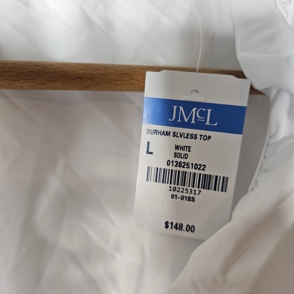 J. Mclaughlin White Catalina Cloth Durham Sleeveless Ruffle Top Shirt sz L NWT - Picture 2 of 7